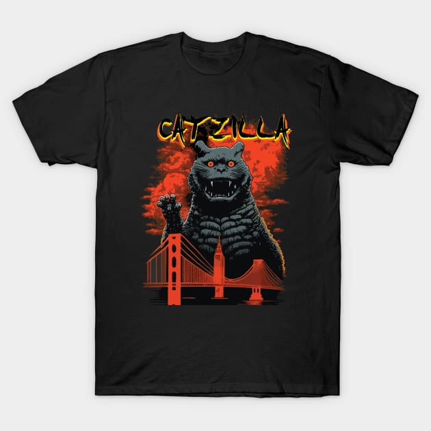 Catzilla Funny Cat T-Shirt by vectrus